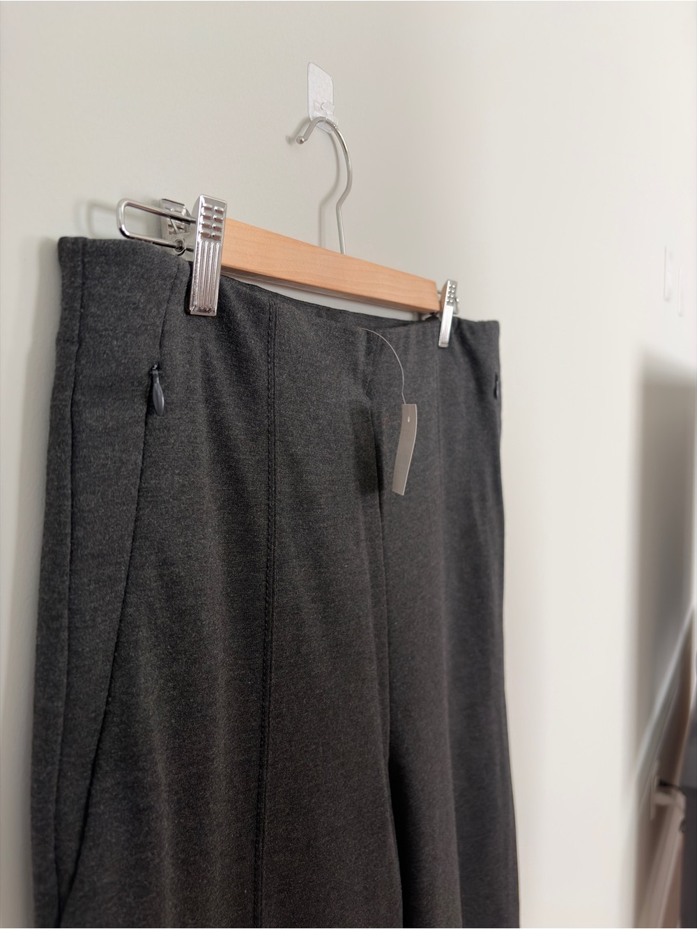 Loft Wide Leg Ponte Dark Gray Stretch Pants - Picture 4 of 11